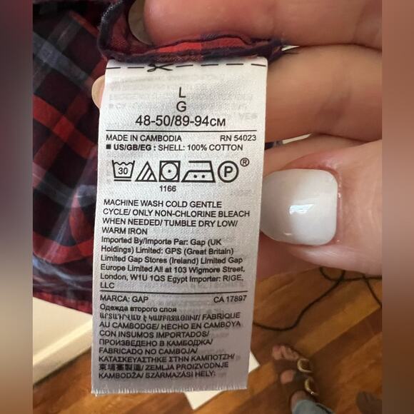 GAP Button Down Slim Fit Plaid- Men’s L - Picture 6 of 6